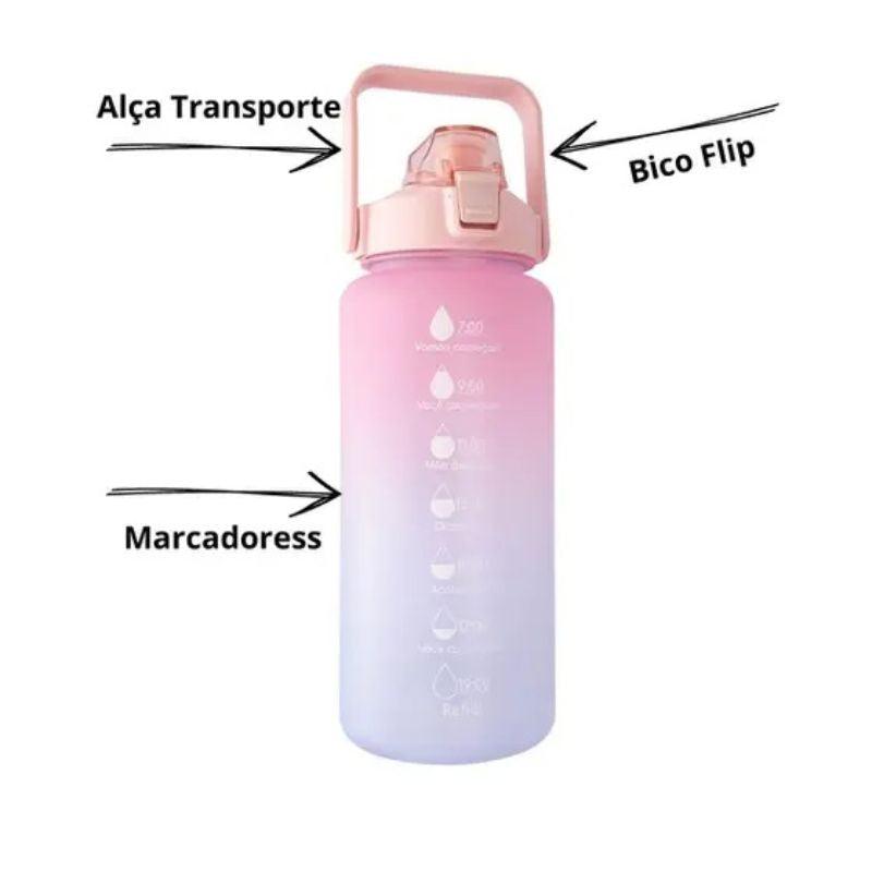 Kit de Garrafas de Água Motivacionais 2000ml + 900ml + 300ml - Seven Star