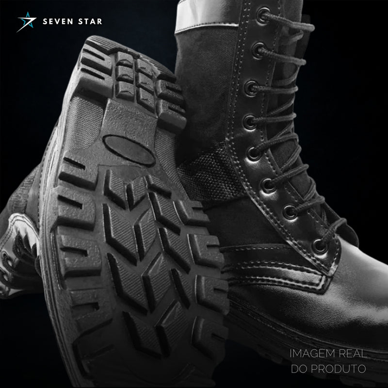 Botas Ghostface Táticas  – Cano Alto, Couro Reforçado e Zíper Lateral