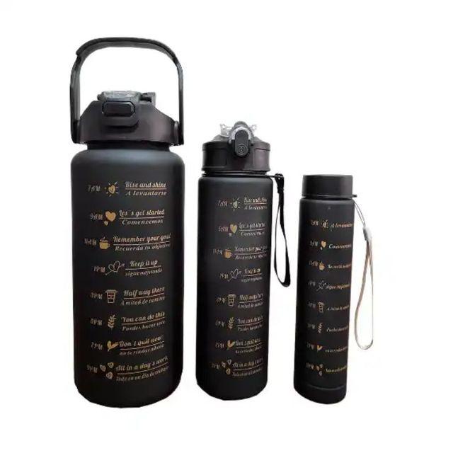 Kit de Garrafas de Água Motivacionais 2000ml + 900ml + 300ml - Seven Star